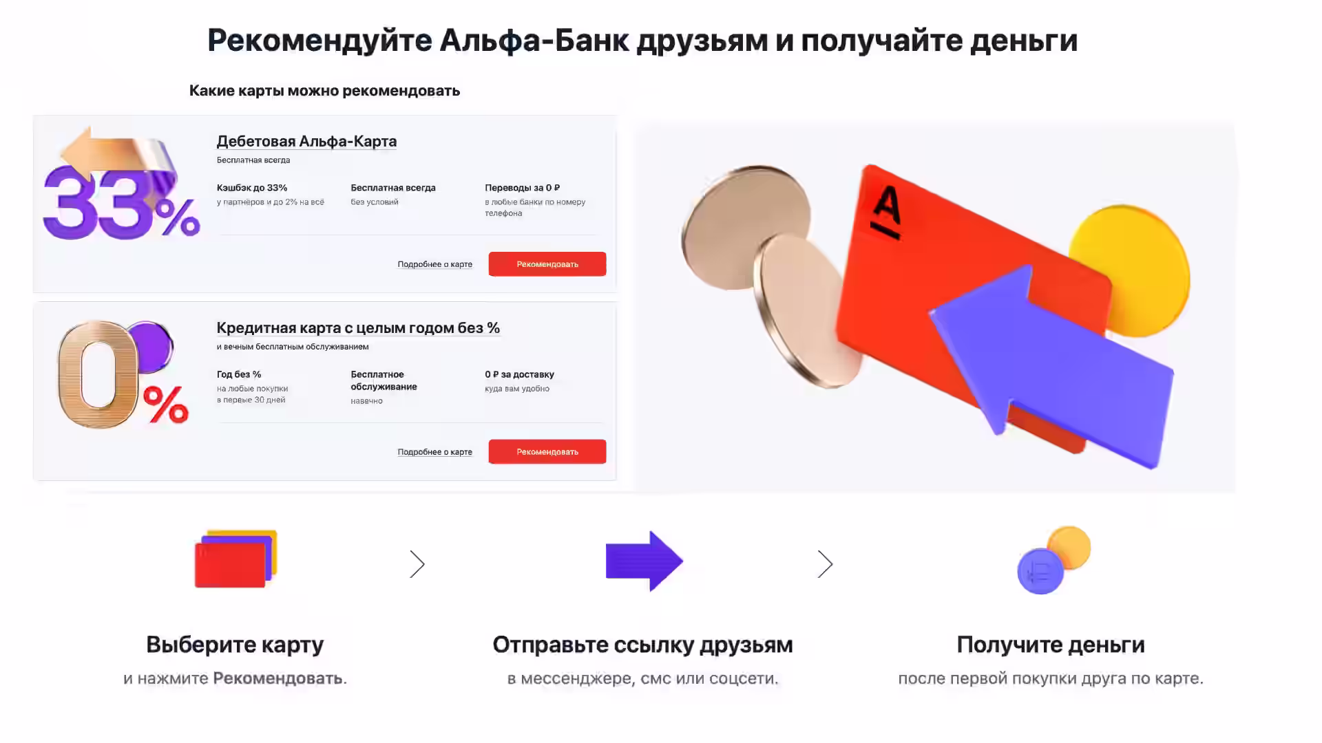 500, 1000, 2000 рублей от Альфа банка за рекомендацию карты по акции -Деньги